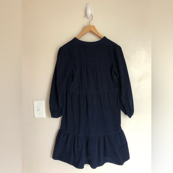Madison Mathews Folly Tiered Long Sleeve Mini Dress in Navy Corduroy Small - Picture 5 of 7